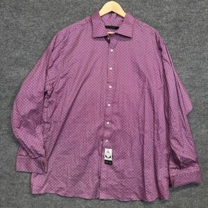Sean John Mens Tall Size 19 36/37 Dress Shirt Pink Patterned Cotton Long Sleeves